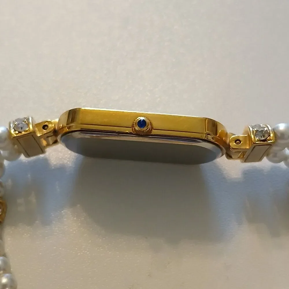 Parts/Repair Vtg Elizabeth Taylor for Avon Faux Pearl Rhinestone Watch 16.6mm